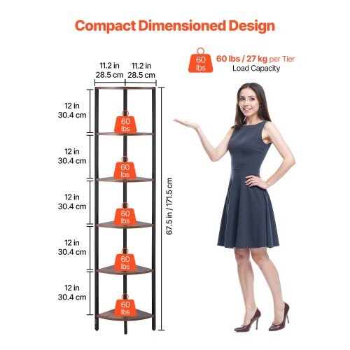 6 Tier Corner Shelf with LED Light, 68" Tall Corner Bookshelf with Storage Shelves for Collectibles, Display Shelf with Multi-color Lights Controlled Via RC/APP for Bedroom, Living Room, Office